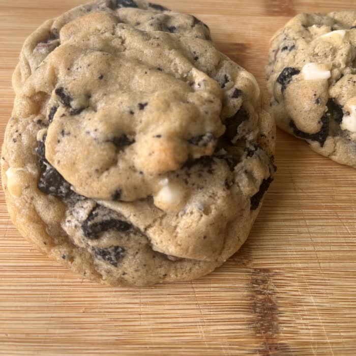 Cookies and Cream cookies studded with Oreo pieces and white chocolate