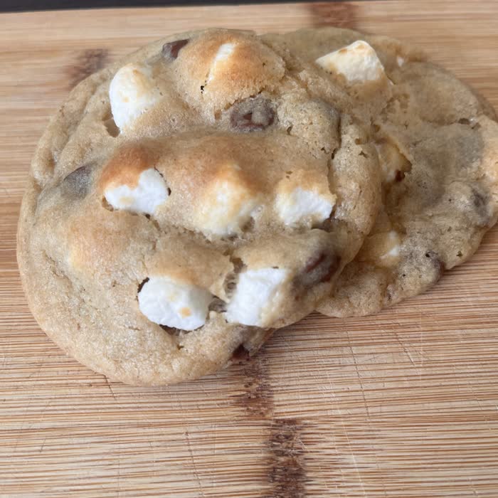 S'mores cookies topped with toasted marshmallows and chocolate